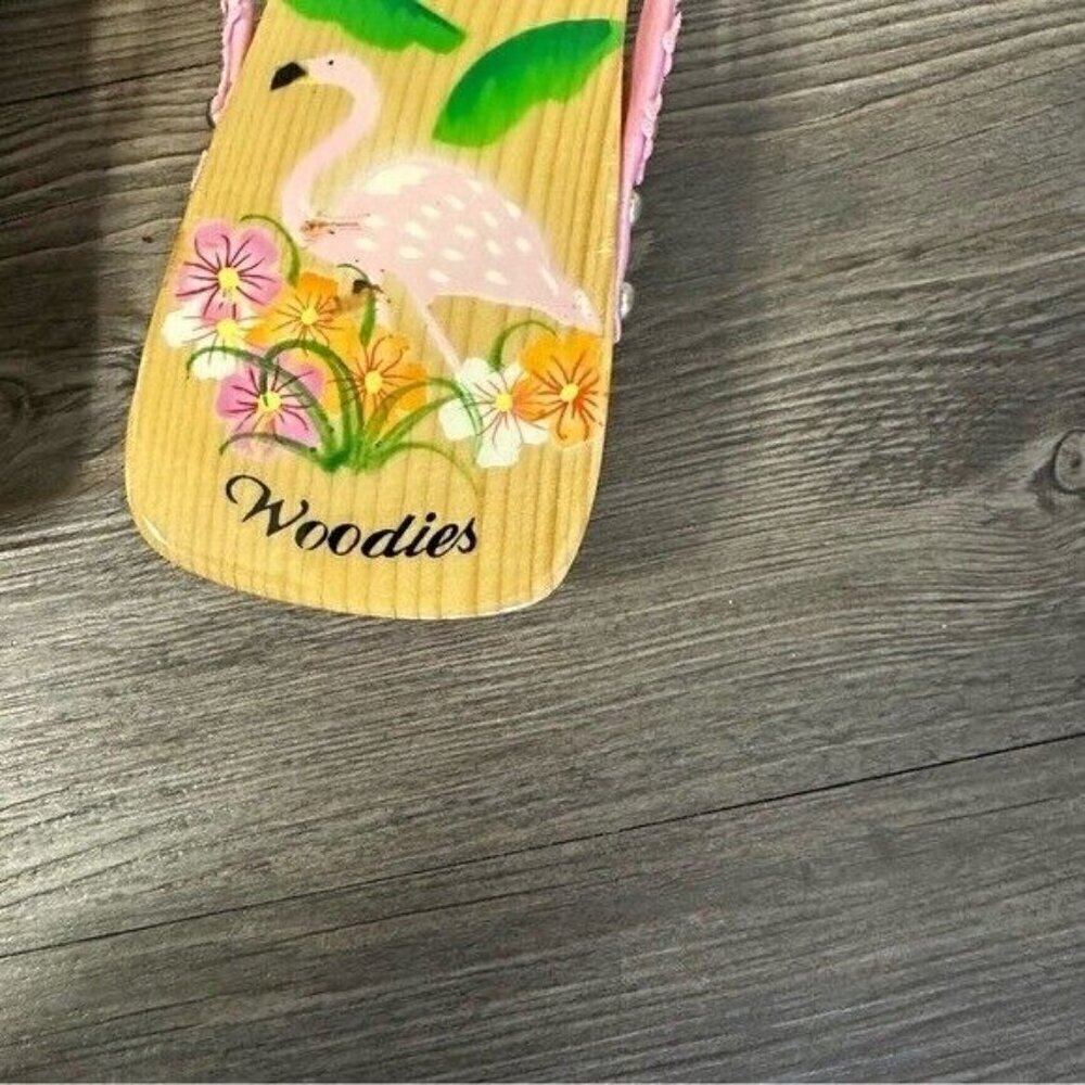 WOODIES Pink Flamingo Key West Clogs Wood Sandals NEW NWT Women Size 8 - Picture 5 of 8